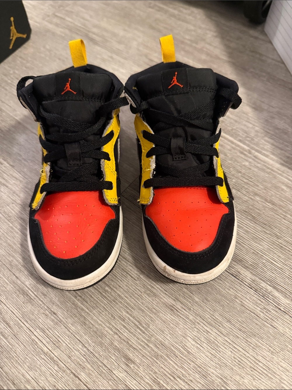Nike Kids High-Top Sneakers in Orange, Yellow & Black